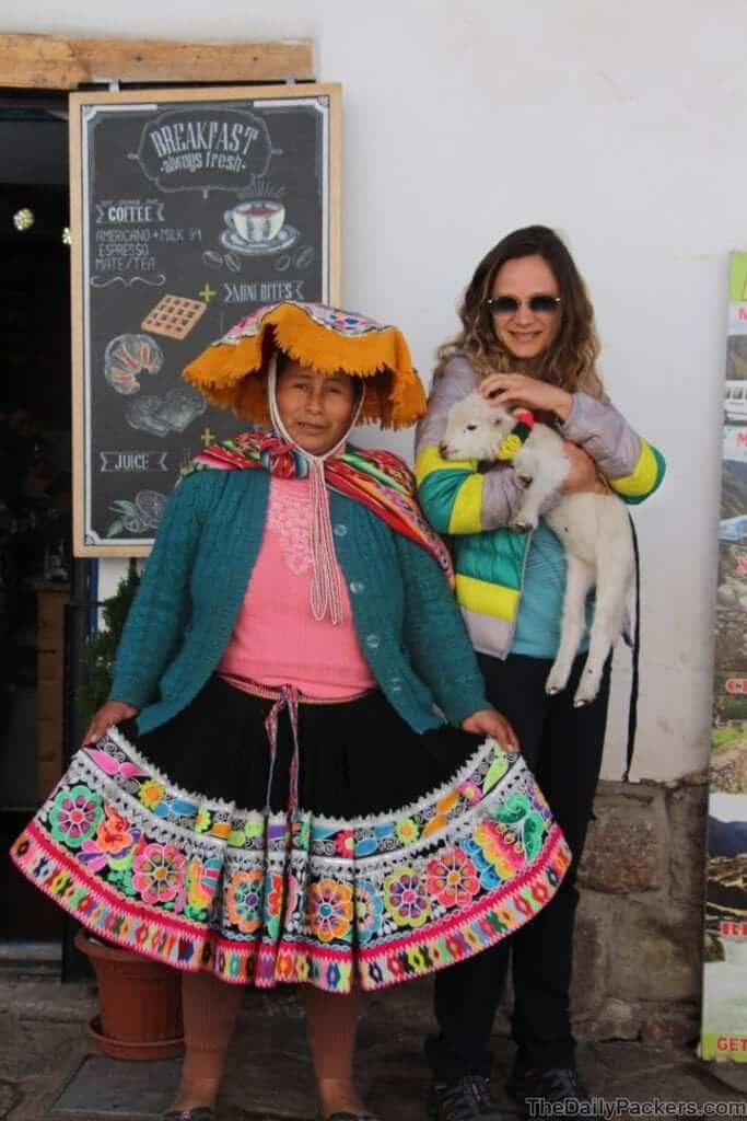 Picture with locals and Llama in Cusco