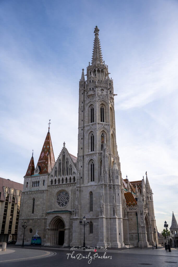 Matthias Church in Budapest with its colorful tiled roof and Gothic spire
