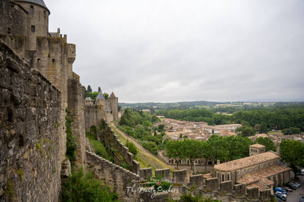 View from the ramparts over the defensive walls and the village below.
