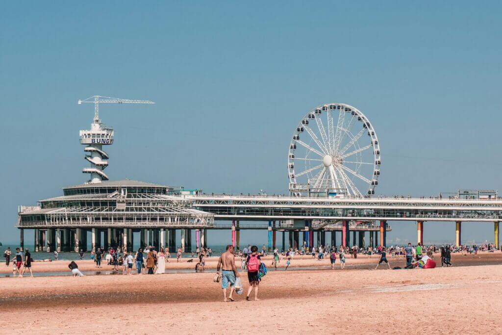 De Pier in Scheveningen, The Hague, with its ferris wheel and seaside promenade.