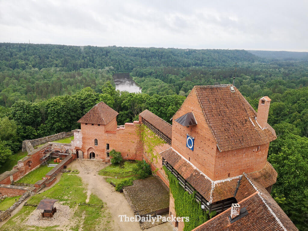 View from the tower of Turaida Castle toward the inner court of the castle