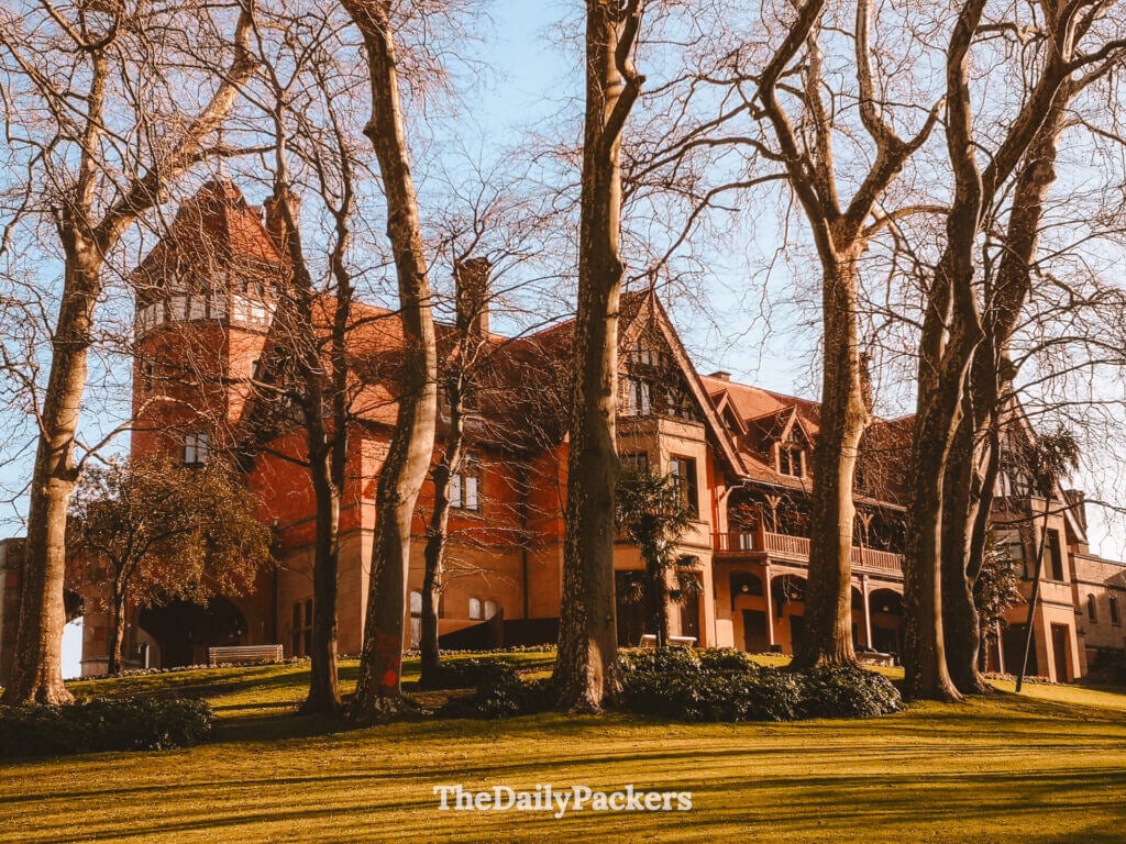Miramar Palace in San Sebastián surrounded by gardens near La Concha Beach
