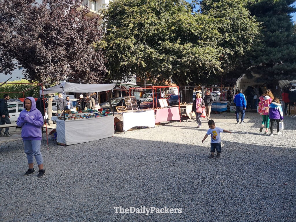 Feria Artesanal outdoor market in Bariloche with local craft stalls
