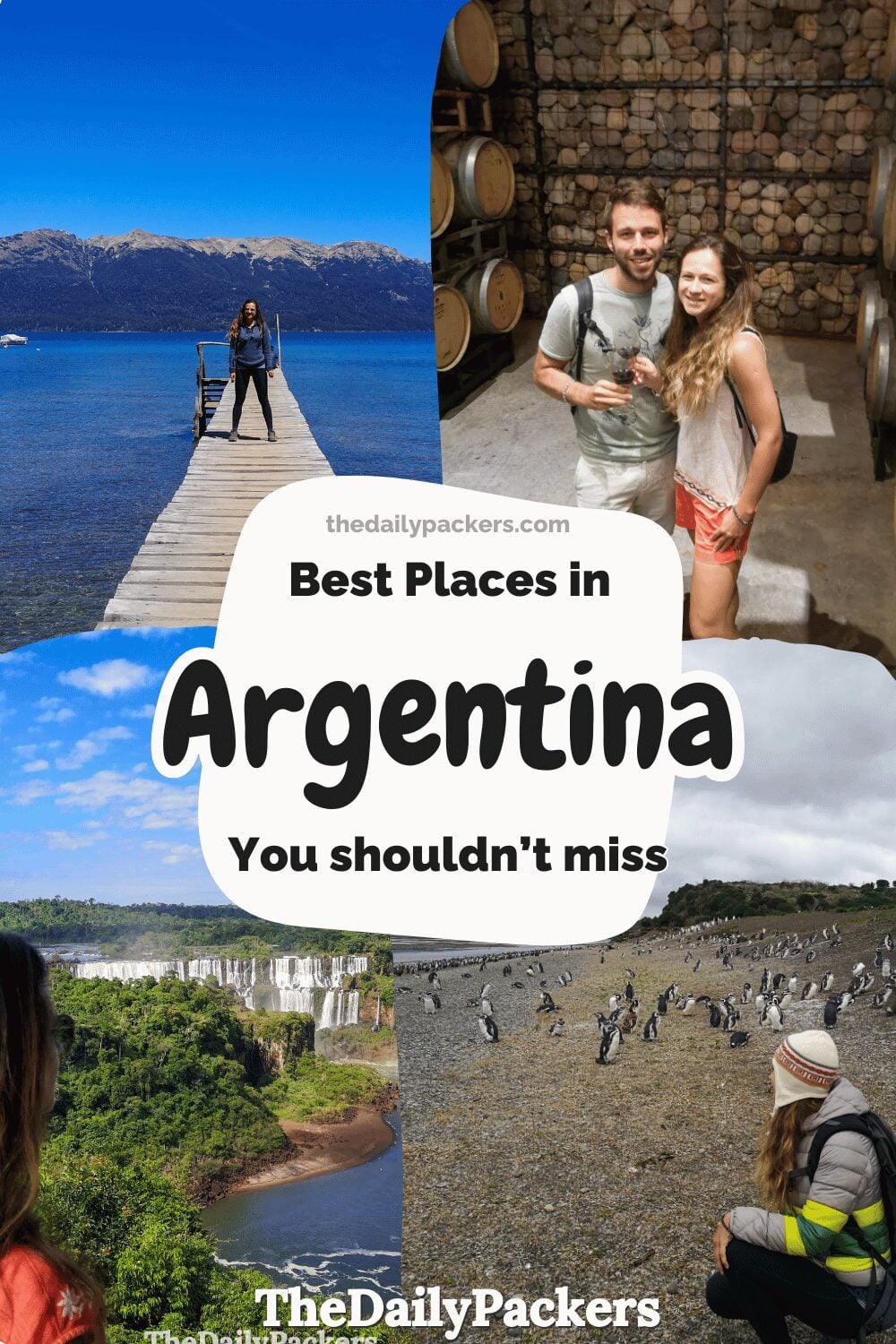 Argentina highlights including Patagonia lake, Iguazu Falls, penguins and Mendoza winery.