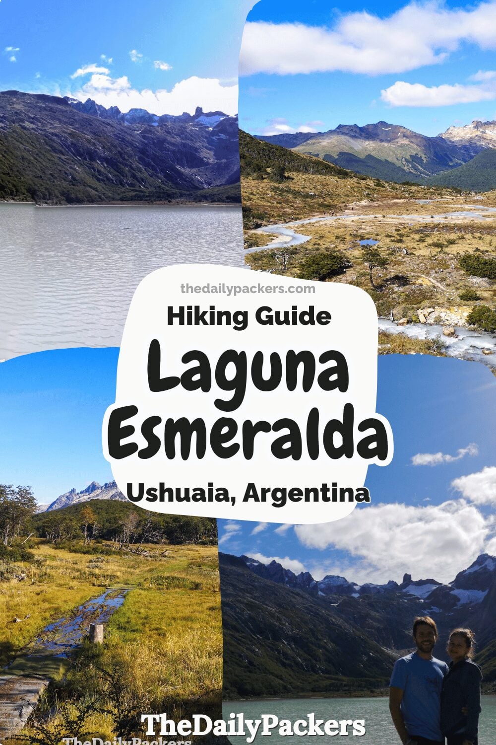 Laguna Esmeralda hike in Ushuaia with mountain views and emerald lake in Patagonia.