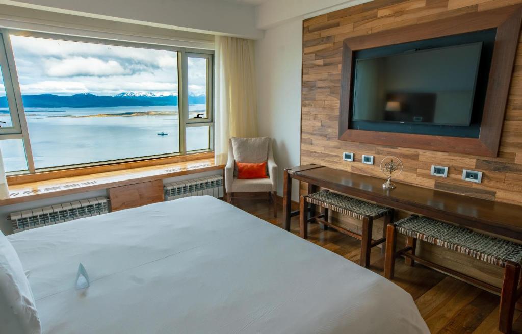 Arakur Resort room overlooking Beagle Channel in Ushuaia