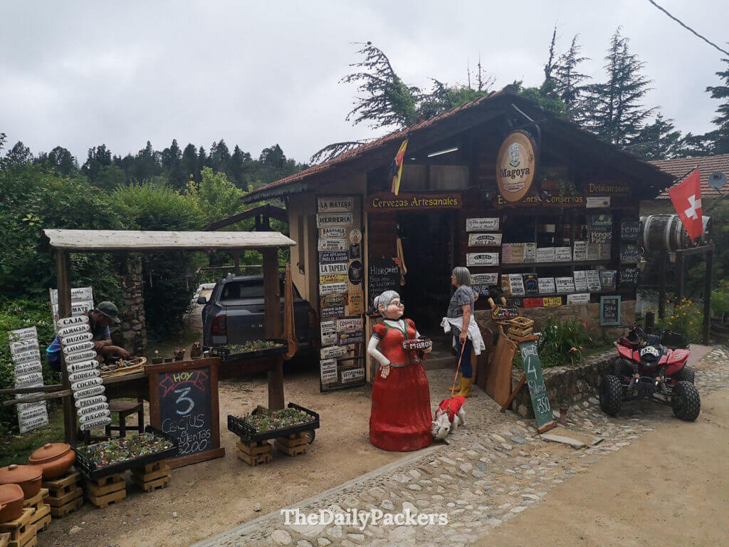 Local delicatessen shop in La Cumbrecita selling craft beer, preserves, and regional products
