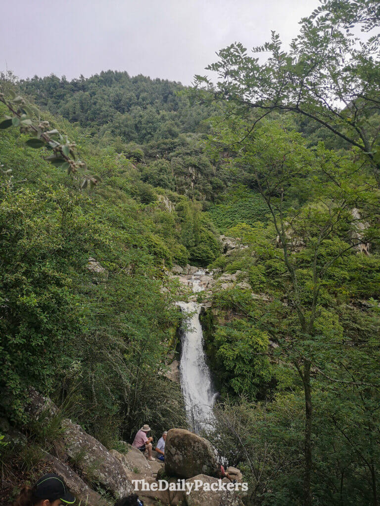Cascada Grande waterfall in La Cumbrecita surrounded by forest and hiking trails