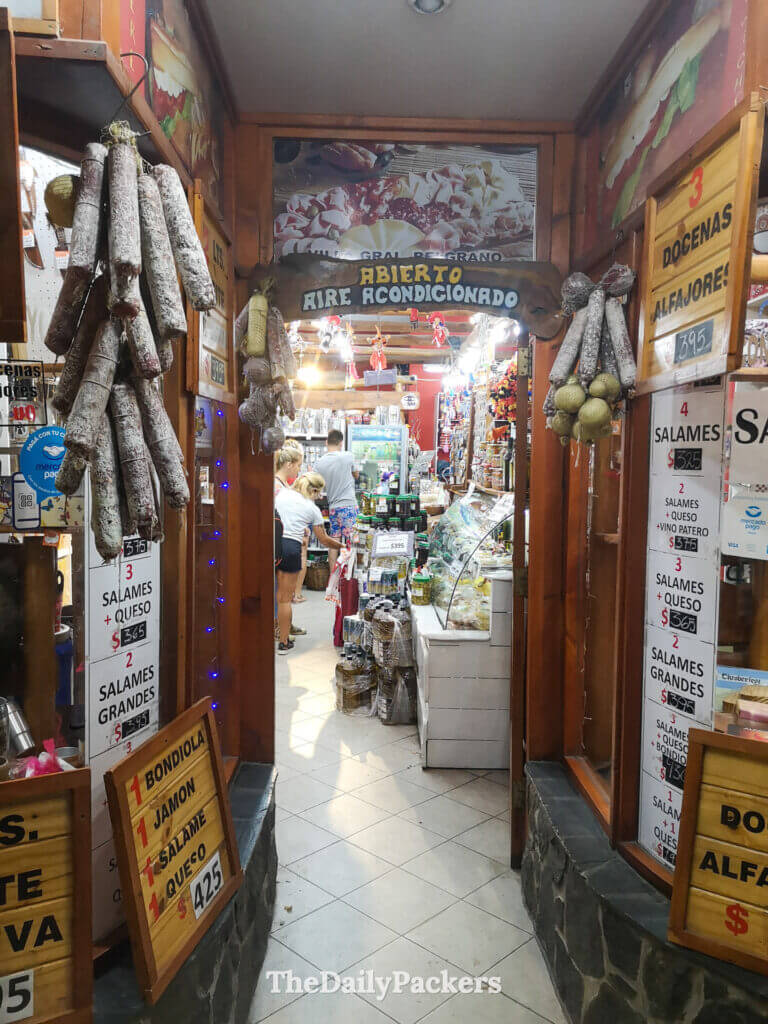 Local delicatessen in Villa General Belgrano selling salami, cheese, and regional products