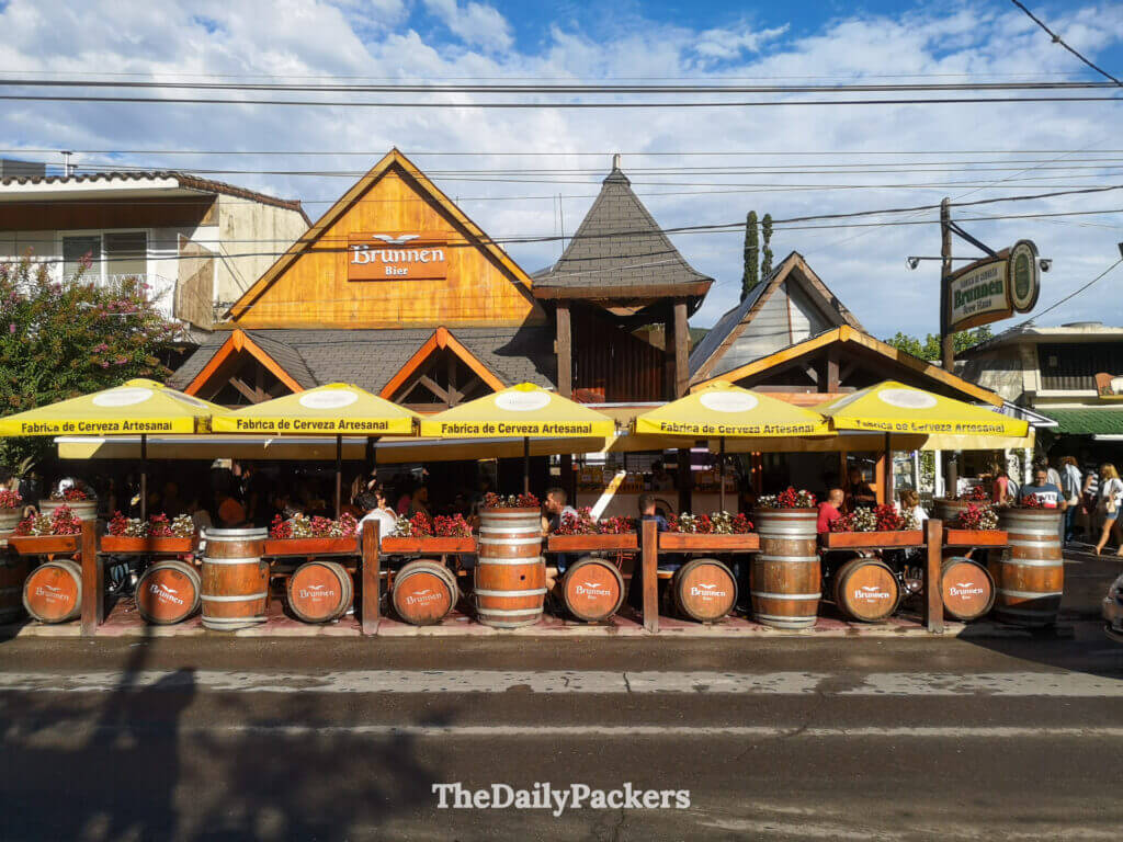Brunnen Beer House in Villa General Belgrano with outdoor seating and craft beer umbrellas
