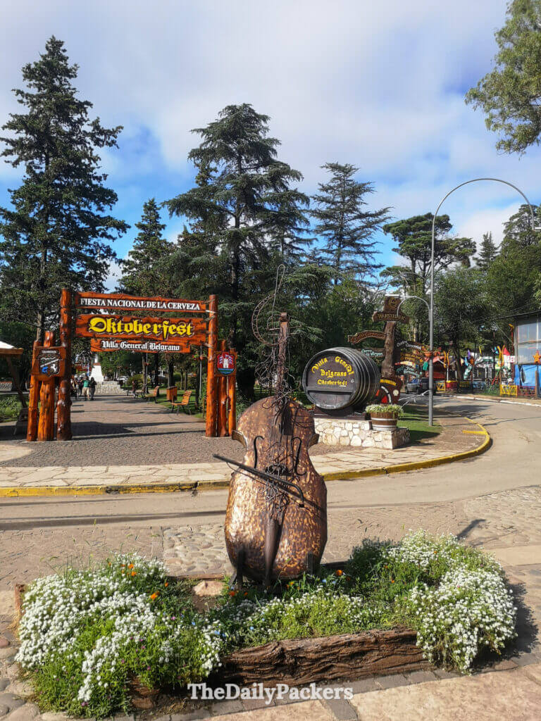 Plaza José Hernández in Villa General Belgrano with Oktoberfest decorations