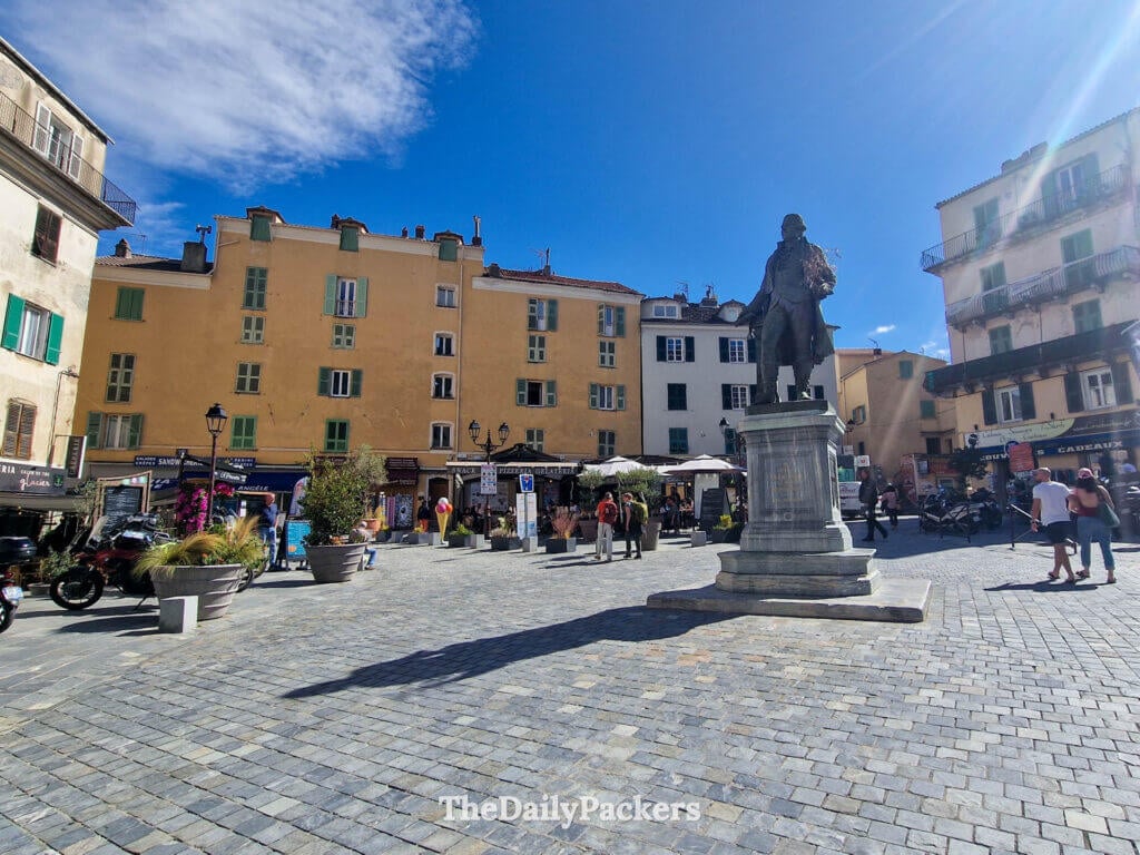 The bronze statue of Pasquale Paoli at Place Paoli in Corte, Corsica.