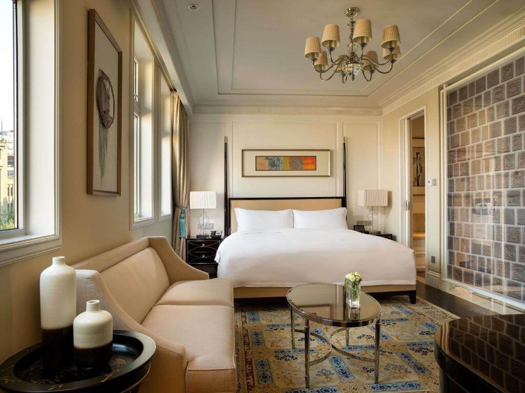 Elegant suite with chandelier at Sofitel Legend hotel, Xi'an